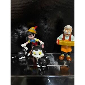 Disney Pinocchio Geppetto Figaro Cleo Mini Figures Playset